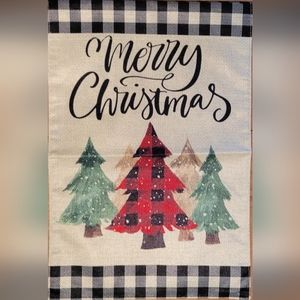Merry Christmas  Plaid Trees Garden Flag